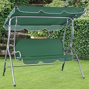 Amazon De Montafox 3 Sitzer Hollywoodschaukel Mit Abnehmbarem Und Neigbarem Sonnendach Gartenschaukel Fur 3 Personen Belastbar Bis 250 Kg Farbe Galapagosgrun