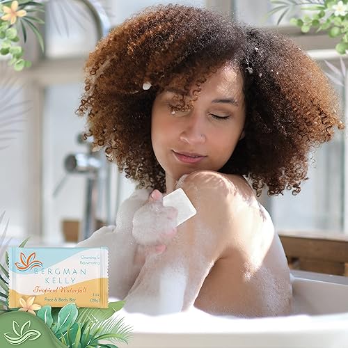 Miniatura 5 de BERGMAN KELLY Juego de 2 barras de jabón rectangulares, champú y acondicionador 2 en 1 (cascada tropical, 1 oz de ea, 100 PC), deleite a sus