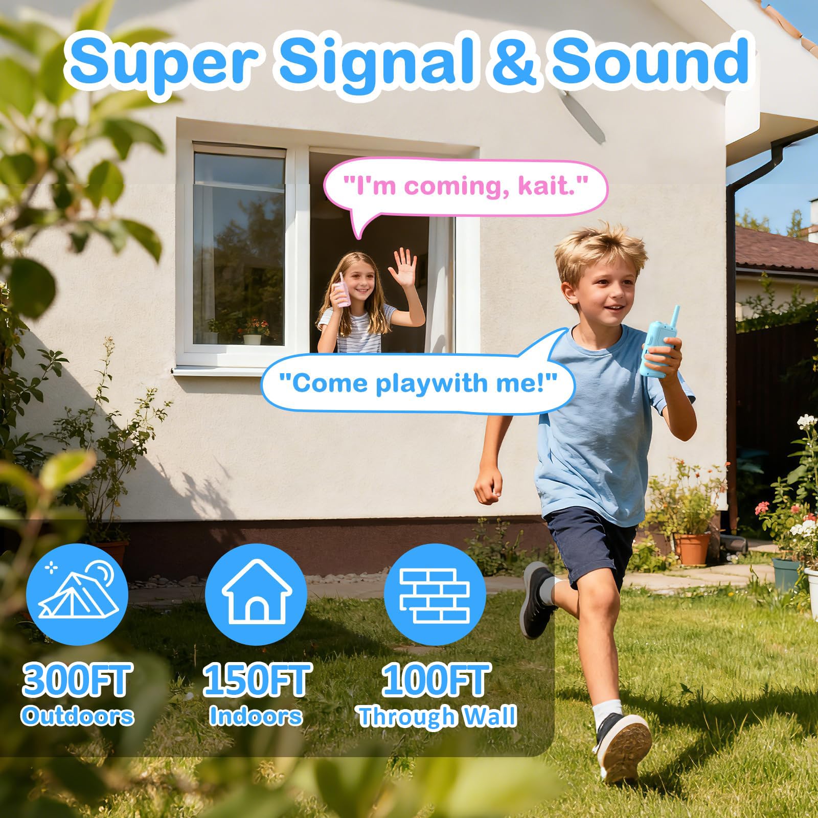 Kangtaixin HD Video Walkie Talkie Kinder, 2er Set Walkie Talkie Kinder Aufladbar, Geschenk Mädchen Junge 3 4 5 6 7 8 Jahre Spielzeug Junge und Mädchen, Walki Talki für Abenteuer im Freien (Blau+Rosa)