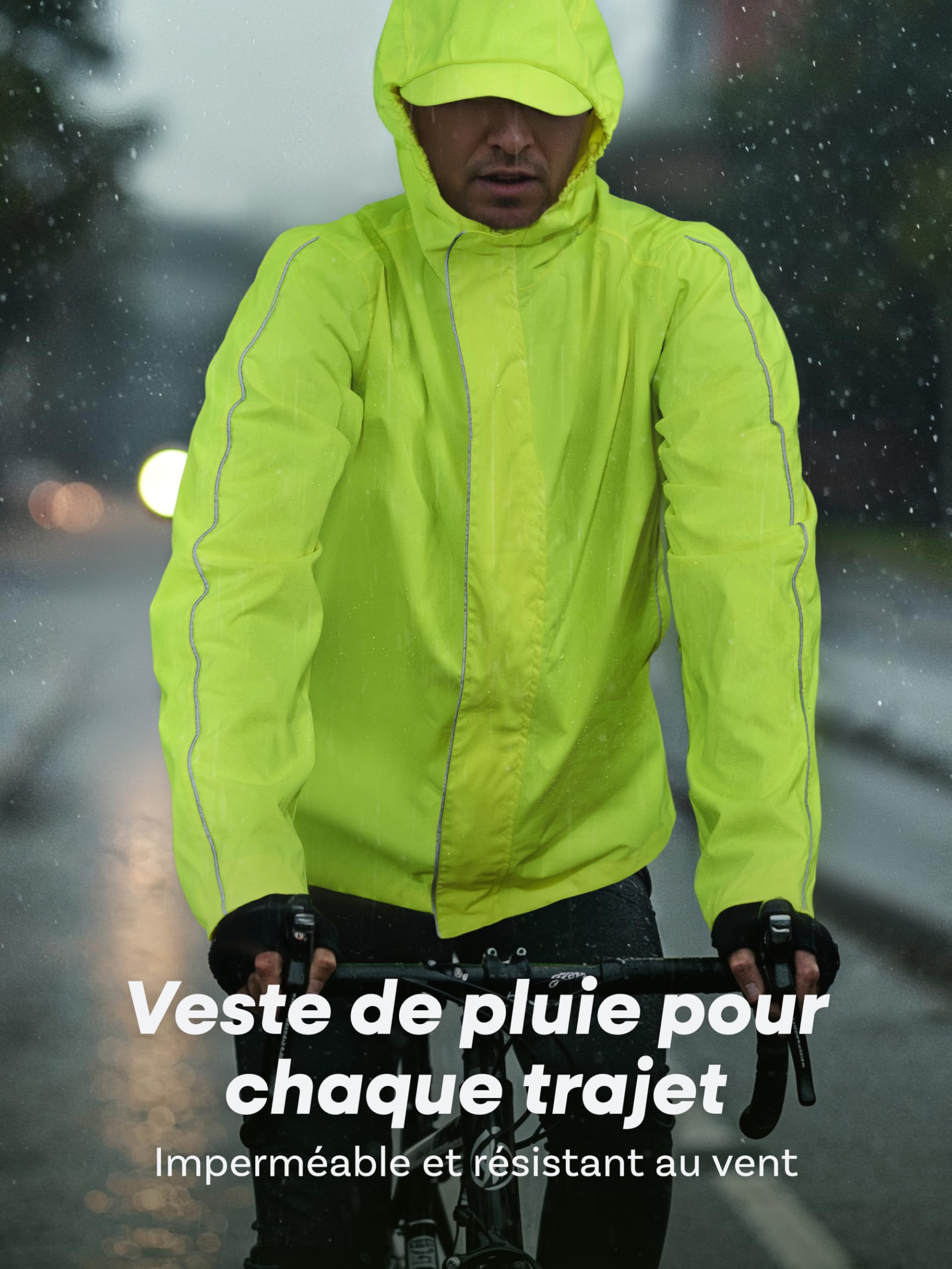 Prowiste Veste de cyclisme Homme & Femme - Imperméable et Respirante - Veste de Pluie de Vélo Réfléchissante avec Capuche & Poche Arrière