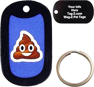 Custom Engraved Pet Tag - Poo Emoji- Blue - Dog Tag - Tag-Z Wag-Z