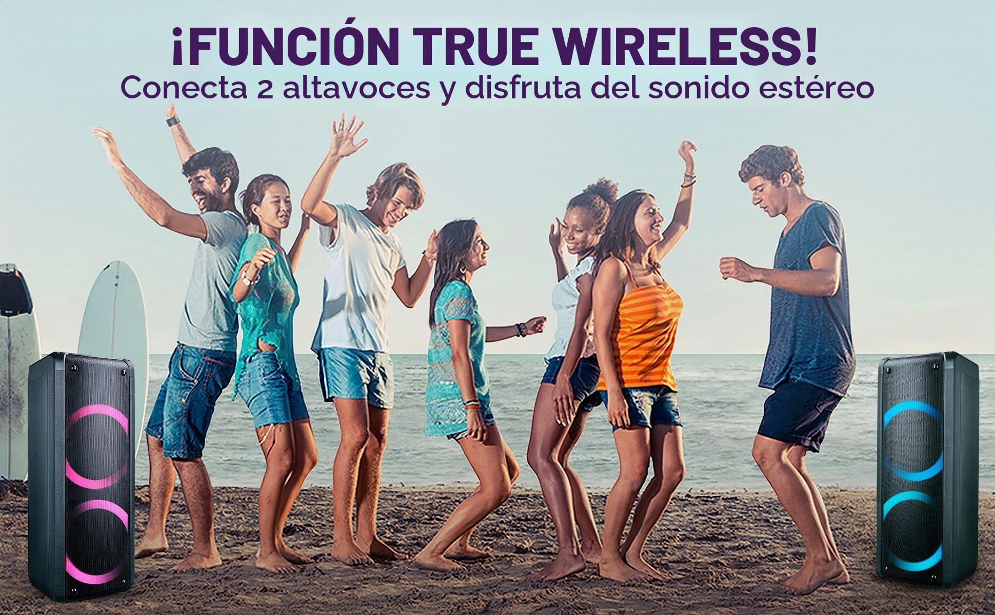 REFLEXION PS09BT - Altavoz portátil con Bluetooth para DJ, Karaoke, 500 W, Radio FM-PLL, Efecto LED con Cambio de Color, Incluye micrófono, batería integrada, Color Negro