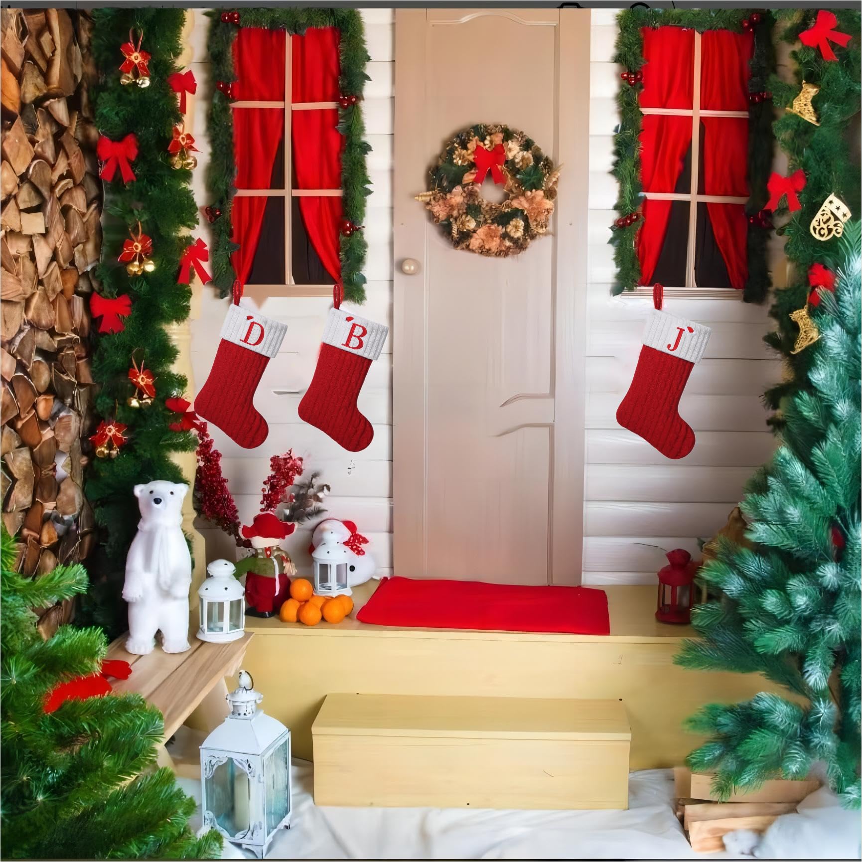 Personalisiertbare Weihnachtsstrümpfe Mit Initiale – Rot Mit Weißem Plüsch, 16 Cm Hoch