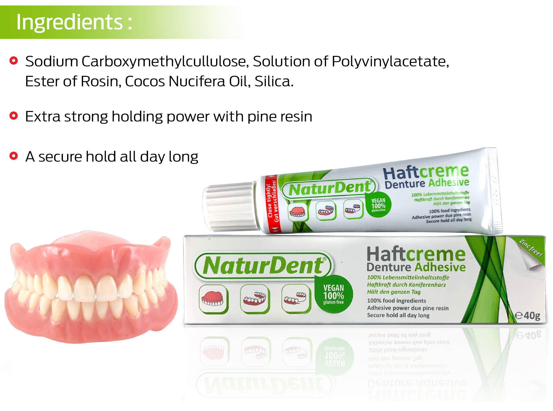 Natural Strong Waterproof Denture Adhesive Holds Dentures Longer and