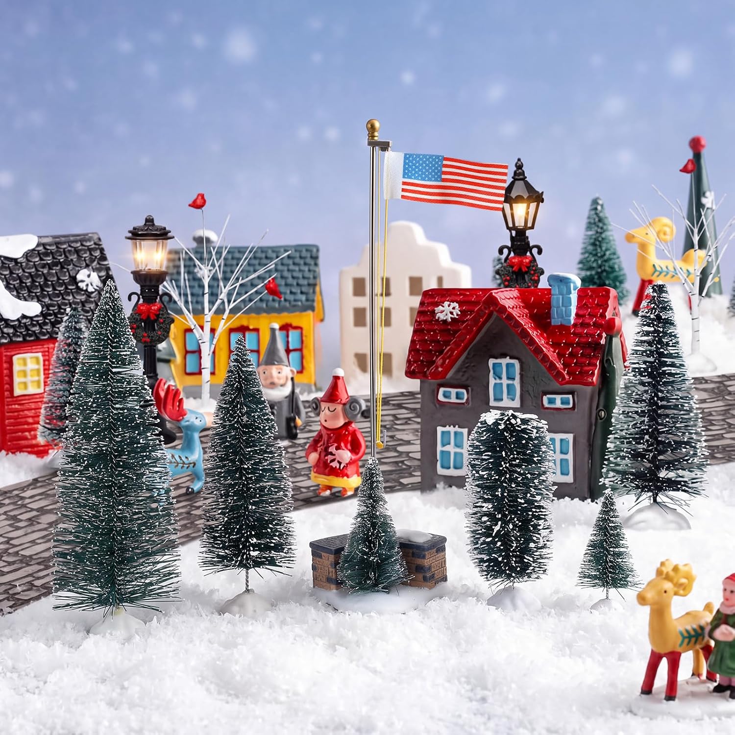 11 Pcs Christmas Village Accessories Village Mini Xmas Ornaments