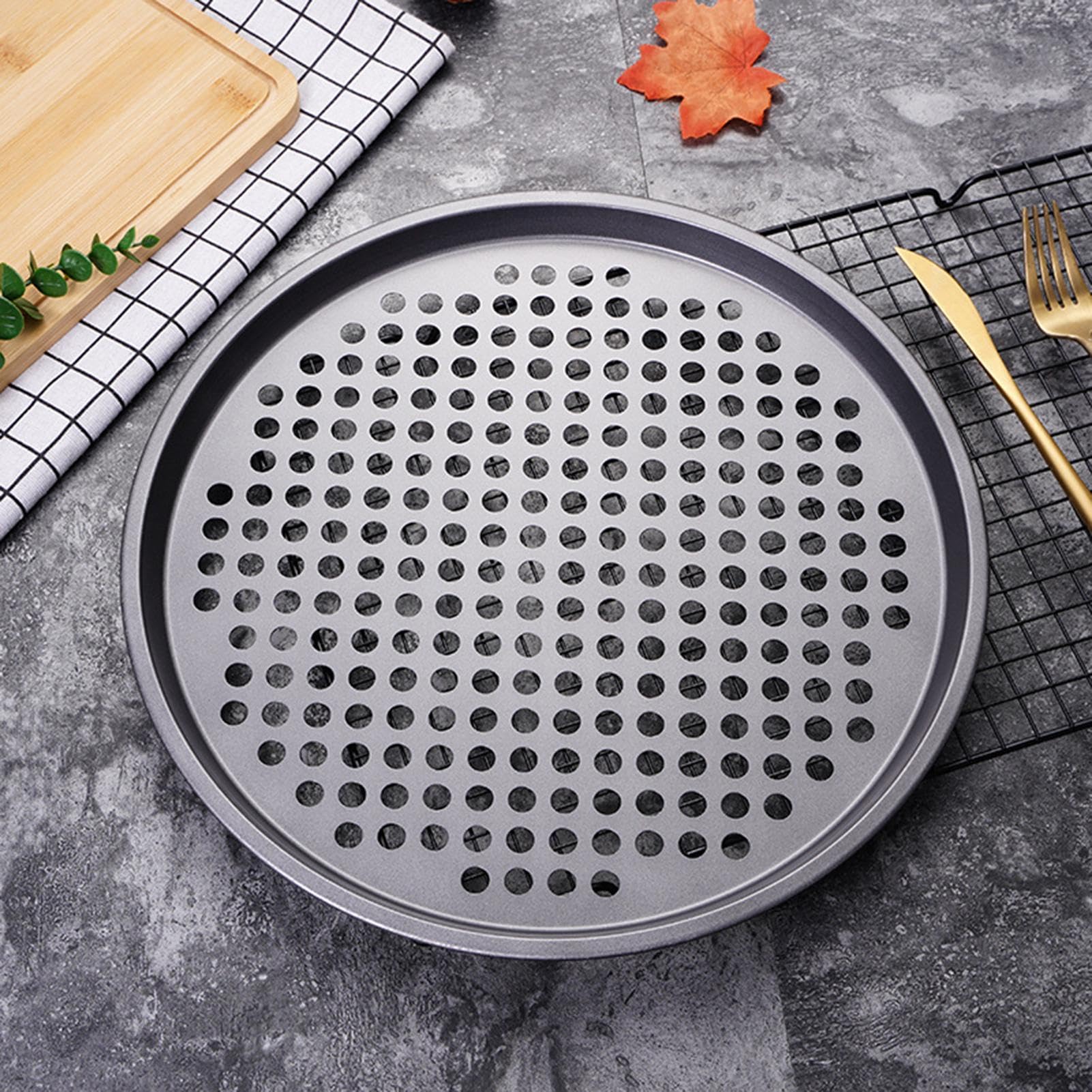 Plateaux à pizza pour four, moule à pizza rond,de cuisson ronde avec trous perforés | Plateau à Pizza, ustensiles de cuisson, bac à légumes en acier pour la cuisine domestique, plateau croustillant