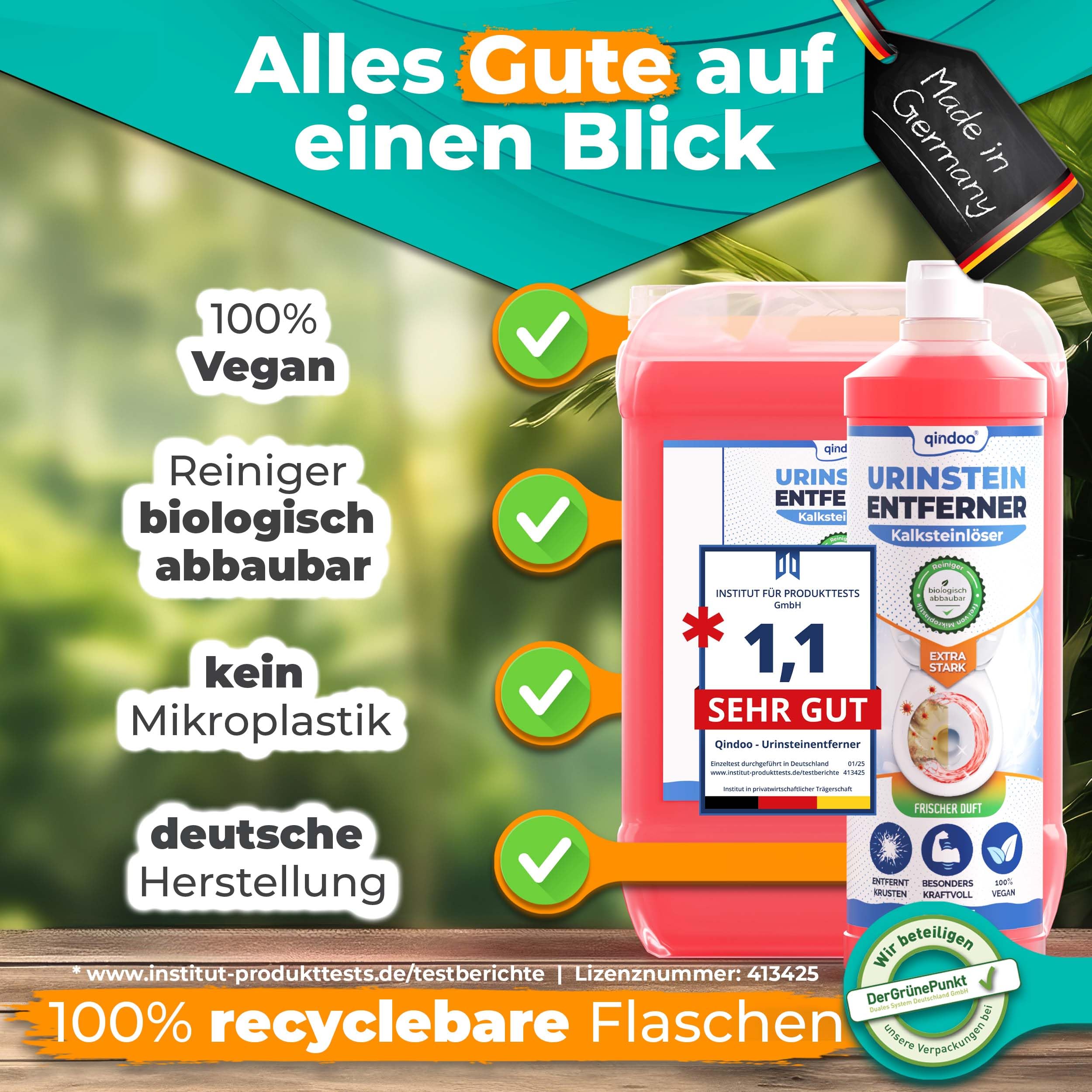 Urinsteinentferner Extra Stark, Profi Kalkentferner, Urinstein-Löser kraftvoller Krustenknacker für WC, Urinal und Bad (5 Liter + Hahn)