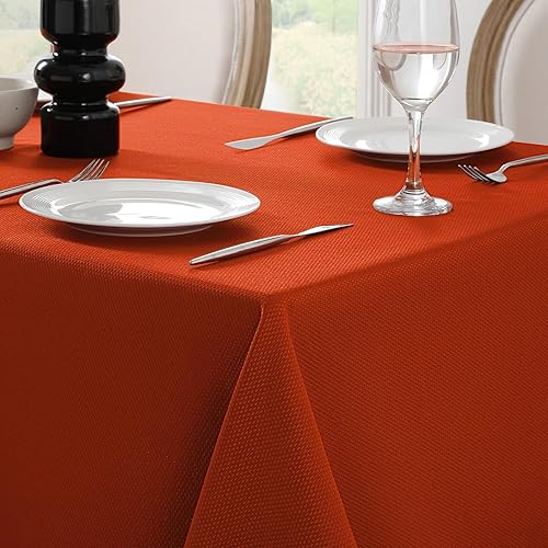 Softalker Mantel rectangular de jacquard color rojo óxido, 60 x 84 pulgadas, diseño minimalista, sin arrugas, resistente al agua y lavable para