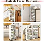Collapsible Storage Bins with Magnetic Doors, Foldable Plastic Storage Containers for Bedroom, Office, Dorm Room Organizing(36QT-6 Tier)