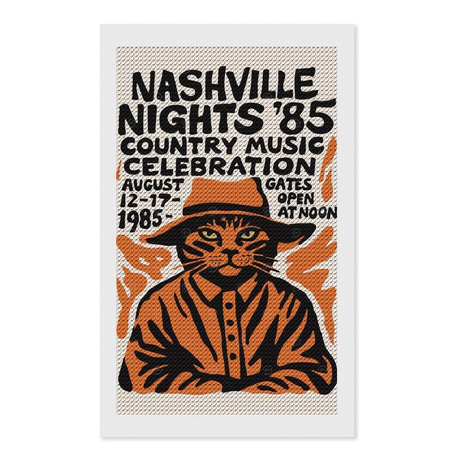 Junmoney Nashville Nights 85 Country Music Diamond Art Kit 12"x20", Neat Printed Canvas, Finish and Display, Relaxing DIY Hobby, Living Room Decor
