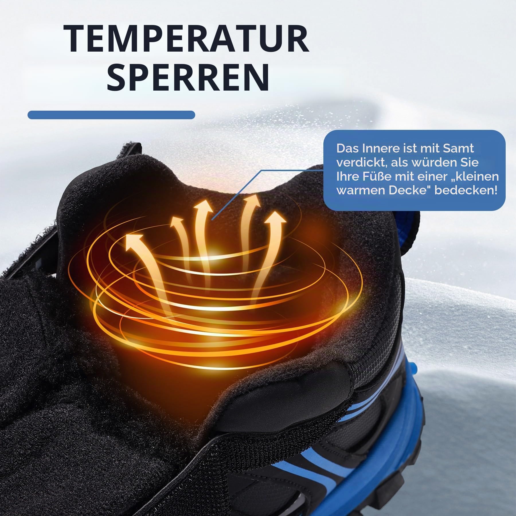 ASHION Kinder Winterschuhe Jungen Mädchen Schneestiefel Warm Gefütterte Trekking Stiefel,Schwarz Blau,36 EU