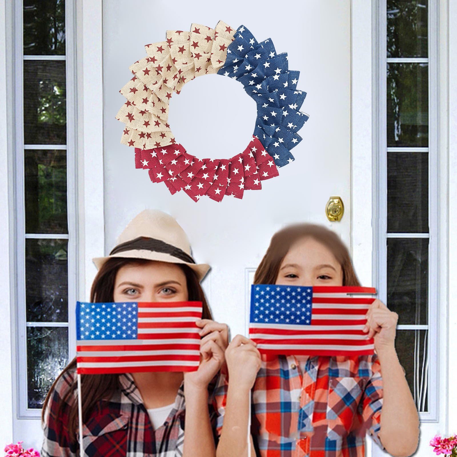 4th Of July Door Wreaths Patriotic Burlap Wreath: American Flag Wreath ...