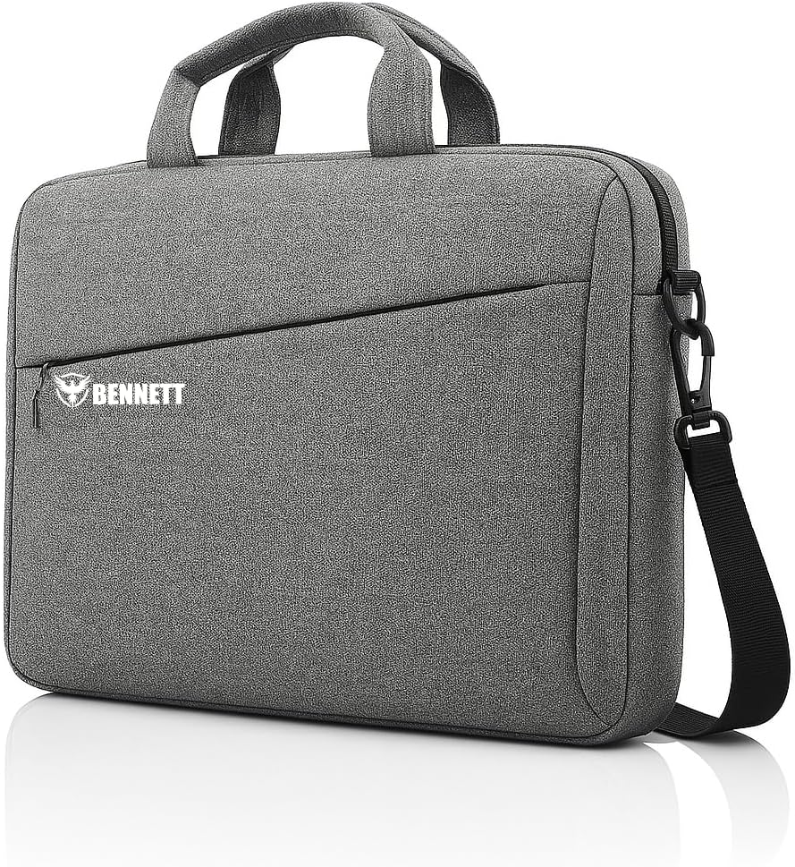 Bennettโข Mystic 15.6 inch (39.6cm) Laptop Briefcase Shoulder Sling Office Business Professional Travel Messenger Bag for Men and Women Water Repellent Formal Executive Bags (Grey) 6 Months Warranty