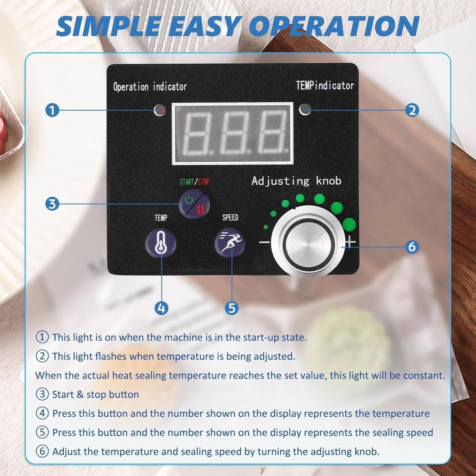 Máquina selladora de calor continuo, sellador automático de bolsas de plástico con temperatura y velocidad ajustables para galletas, pequeñas tiendas, cocina doméstica