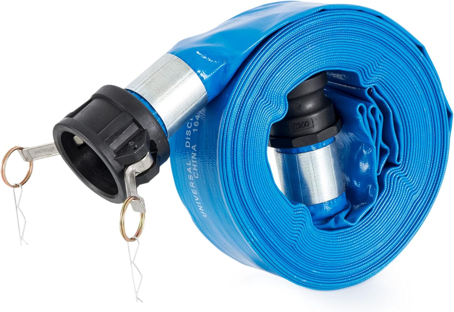 Apache 98138049 2 Inch Diameter 50 Ft Length 70 psi Polyester-Reinforced PVC Lay Flat Hoses w/Polypropylene Cam and Groove Connections, Blue (3 Pack)