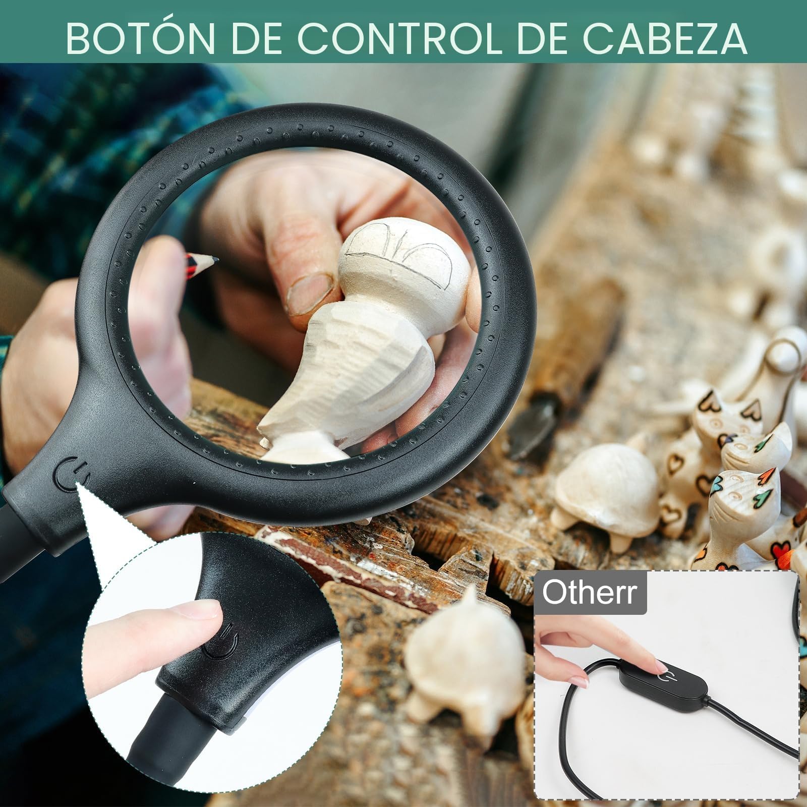 Lámpara de pie con lupa con luz, lupa manos libres con cuello de cisne flexible, lupa regulable con luz LED brillante para leer, trabajo cercano, manualidades, 30*20*5CM, DLXK-1