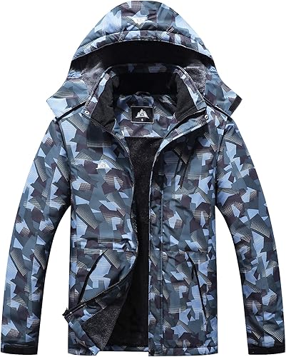 Chaqueta de esquí impermeable para hombre resistente al viento cortavientos abrigo de nieve cálido con capucha