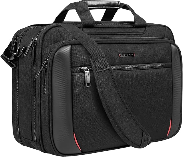 EMPSIGN Laptop Bag 17.3 Inch Laptop Briefcase Expandable Water Repellent Shoulder Messenger Bag for Men Women Laptop Case Computer Bag for Work Business Travel School, Black