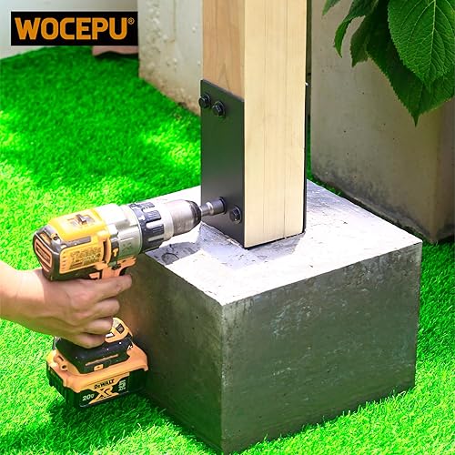 Miniatura 27 de Paquete de 2 soportes de acero inoxidable resistentes en forma de U de 6 x 6 pulgadas (real 5.5 x 5.5 pulgadas) para base de poste de hormigón