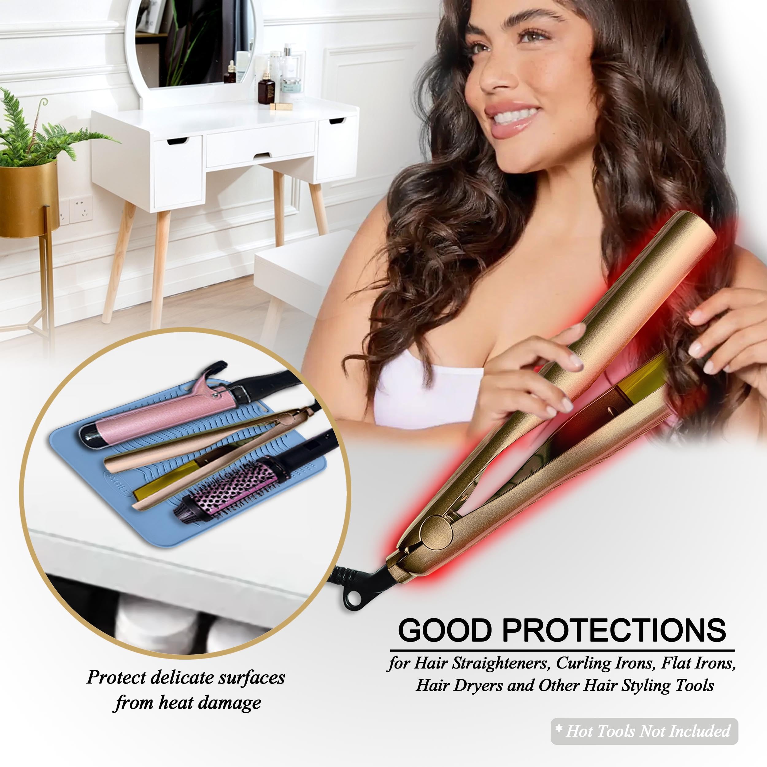27,9 x 19,1 cm große, hitzebeständige Silikonmatte für Haarstyling-Werkzeuge, Glätteisen-Pad, Lockenstab Matte, flache Eisenmatte, Heißbügel-Pad, Thekenabdeckung für Reisen, Schminksalon