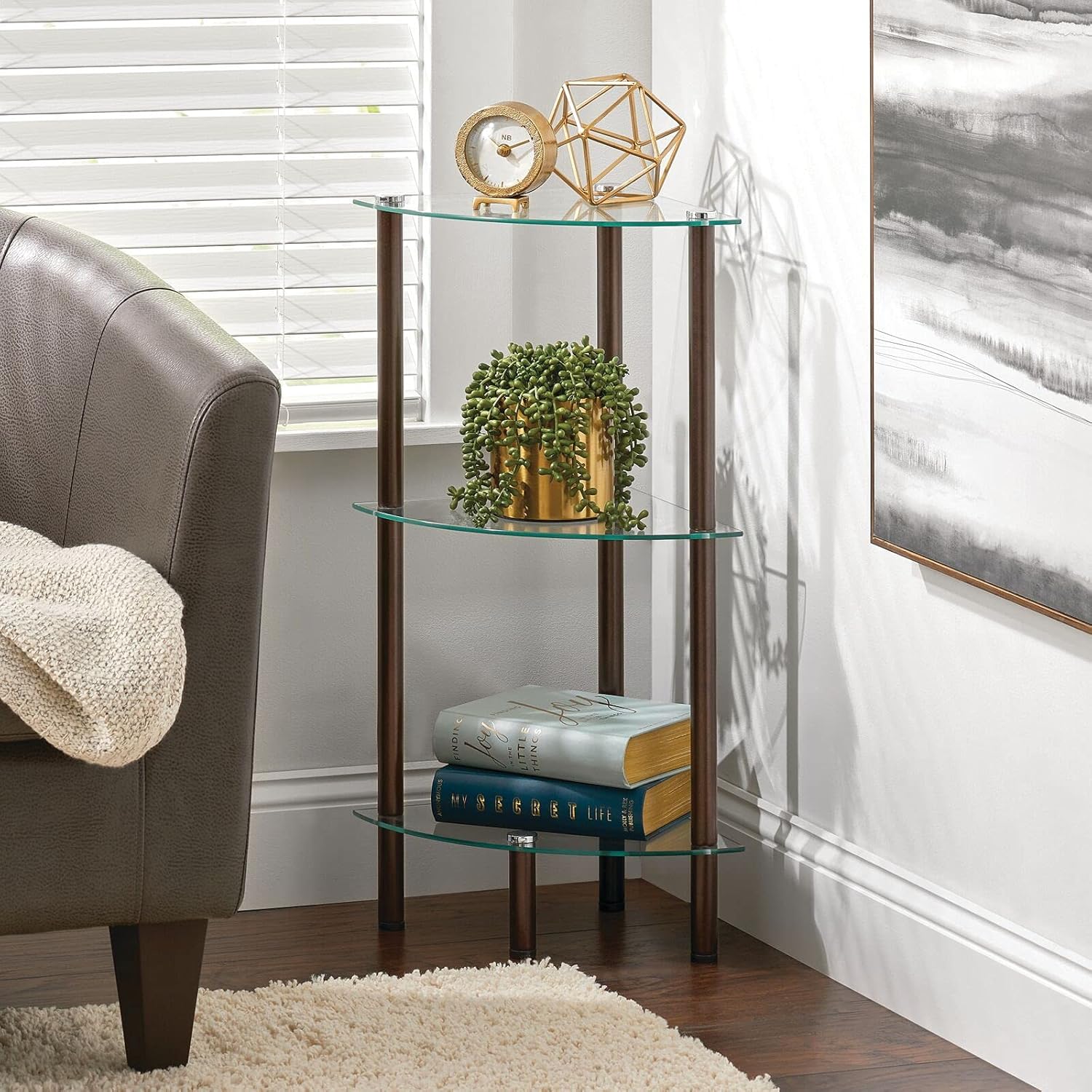 mDesign Bathroom Shelves — 3Tier Corner Bathroom Shelving Unit for