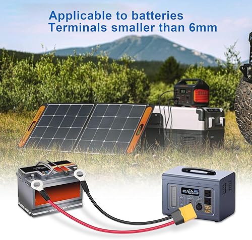 Miniatura 5 de PNGKNYOCN Cable de terminal de anillo tórico XT60, 14AWG XT60 macho a terminales de anillo O Cable de alimentación de extensión para kit de panel