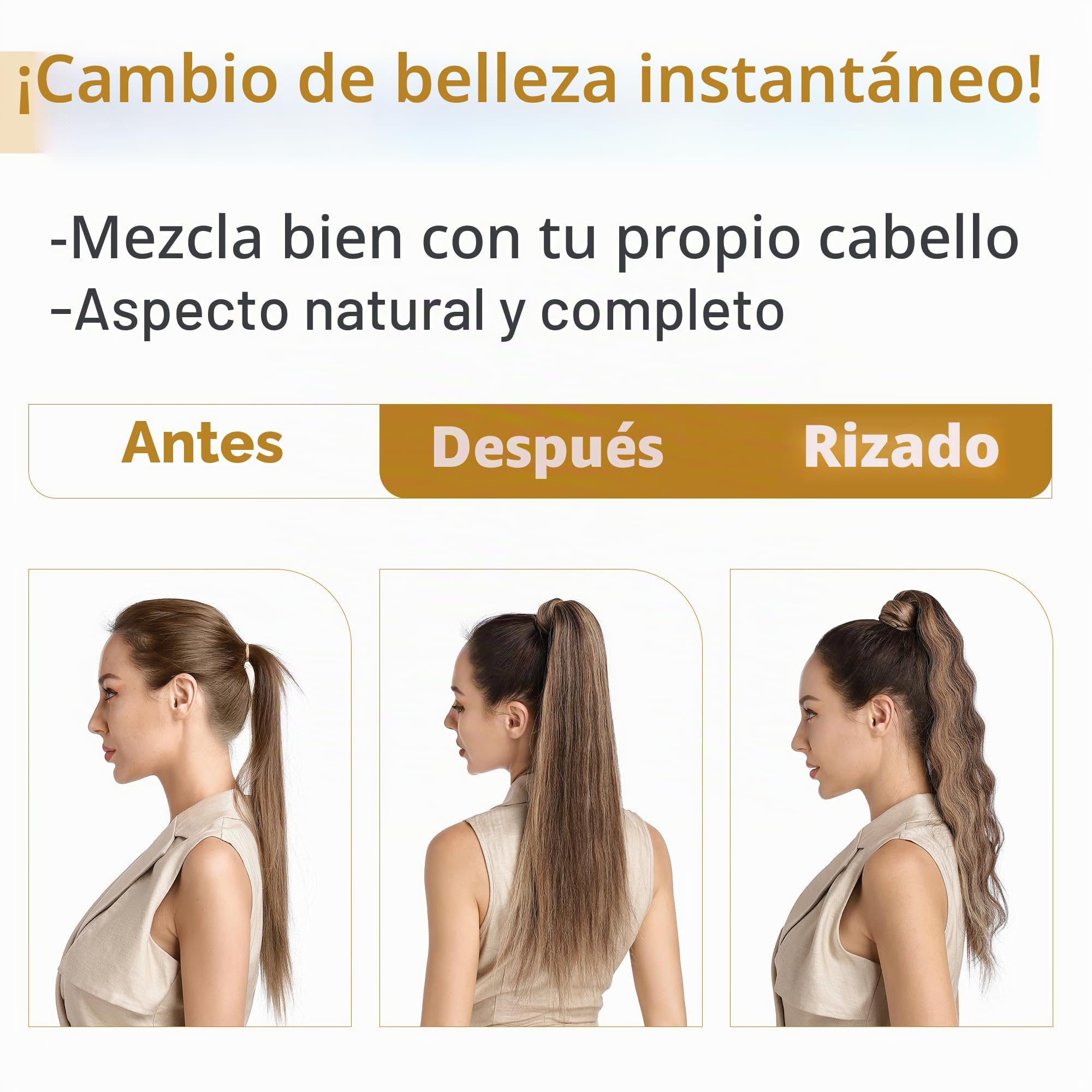 50cm Coleta Postiza Pelo Natural Clip #4 Marrón Medio (95g)