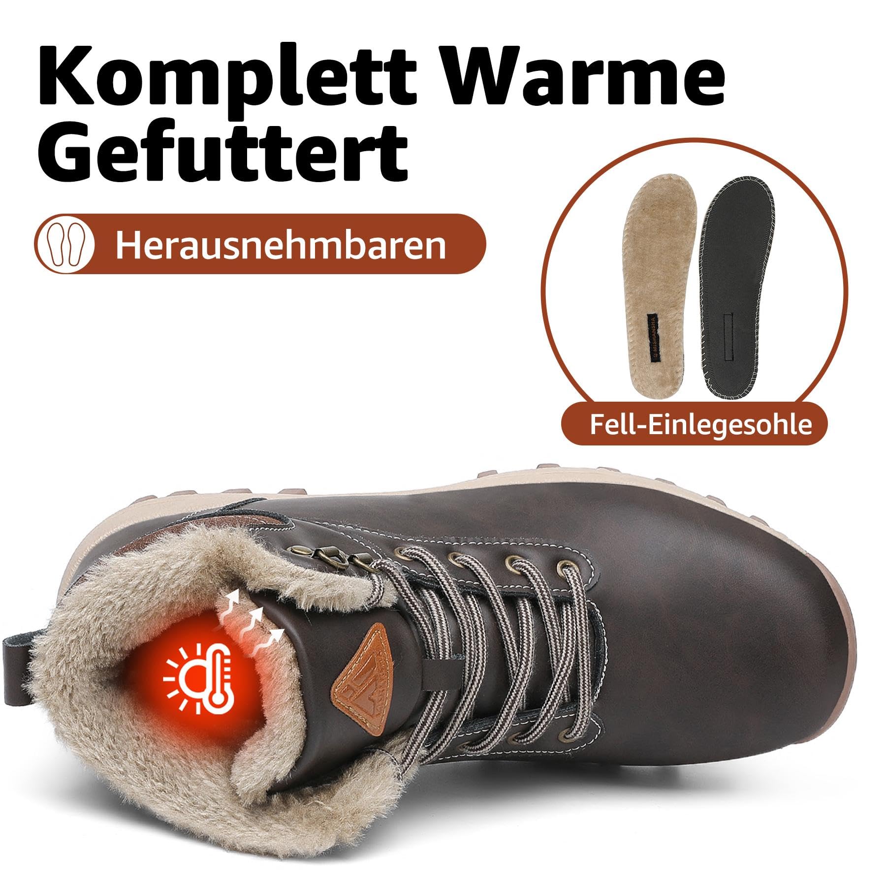 Mishansha Uomo Scarpe Invernali Donna Stivali da Neve Calda Impermeabili Outdoor Sneakers da Trekking Taglia 36-48 EU