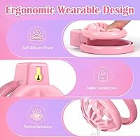 Vista 2 de Jaula de castidad para pene masculino - ACUMUM Dispositivos de castidad de silicona suave, jaulas de castidad sissy con 6 anillos para pene