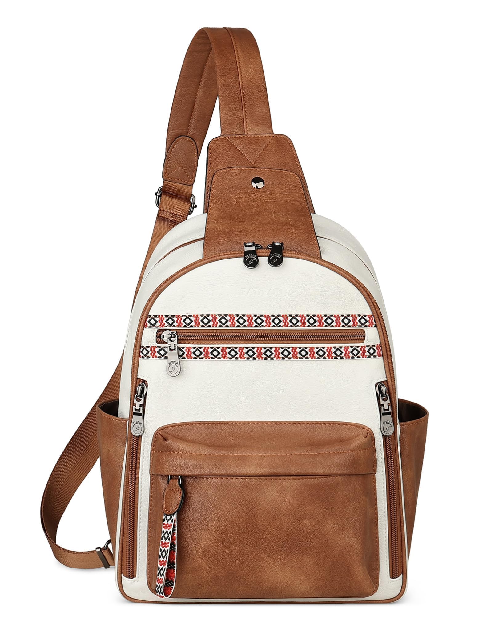 FADEON Large Sling Bag for Women, Leather Crossbody Purse Designer Anti Theft Sling Backpack, RFID Fanny Packs for Travel