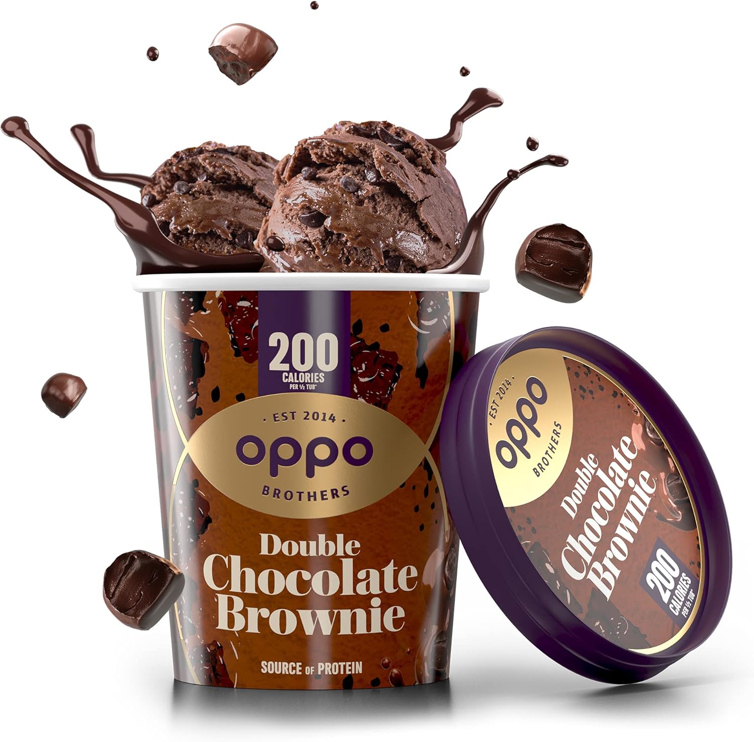 Oppo Brothers Double Chocolate Brownie Ice Cream, 475ml (Frozen