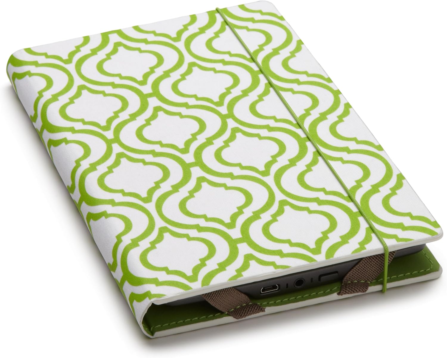 Hansen Cover, White & Lime Trellis Print (fits Kindle, Paperwhite, and Touch)