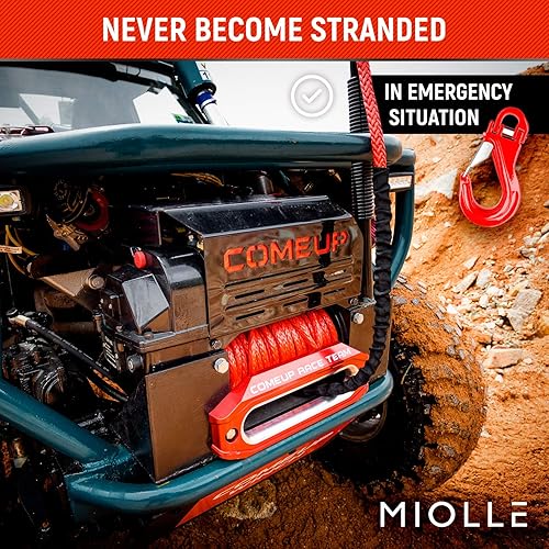 Vista 12 de Cuerda de cabrestante sintética de 1/4'x50 MBS-8200lbs (probada en laboratorios) tratada térmicamente preestirada con funda negra para ATV UTV