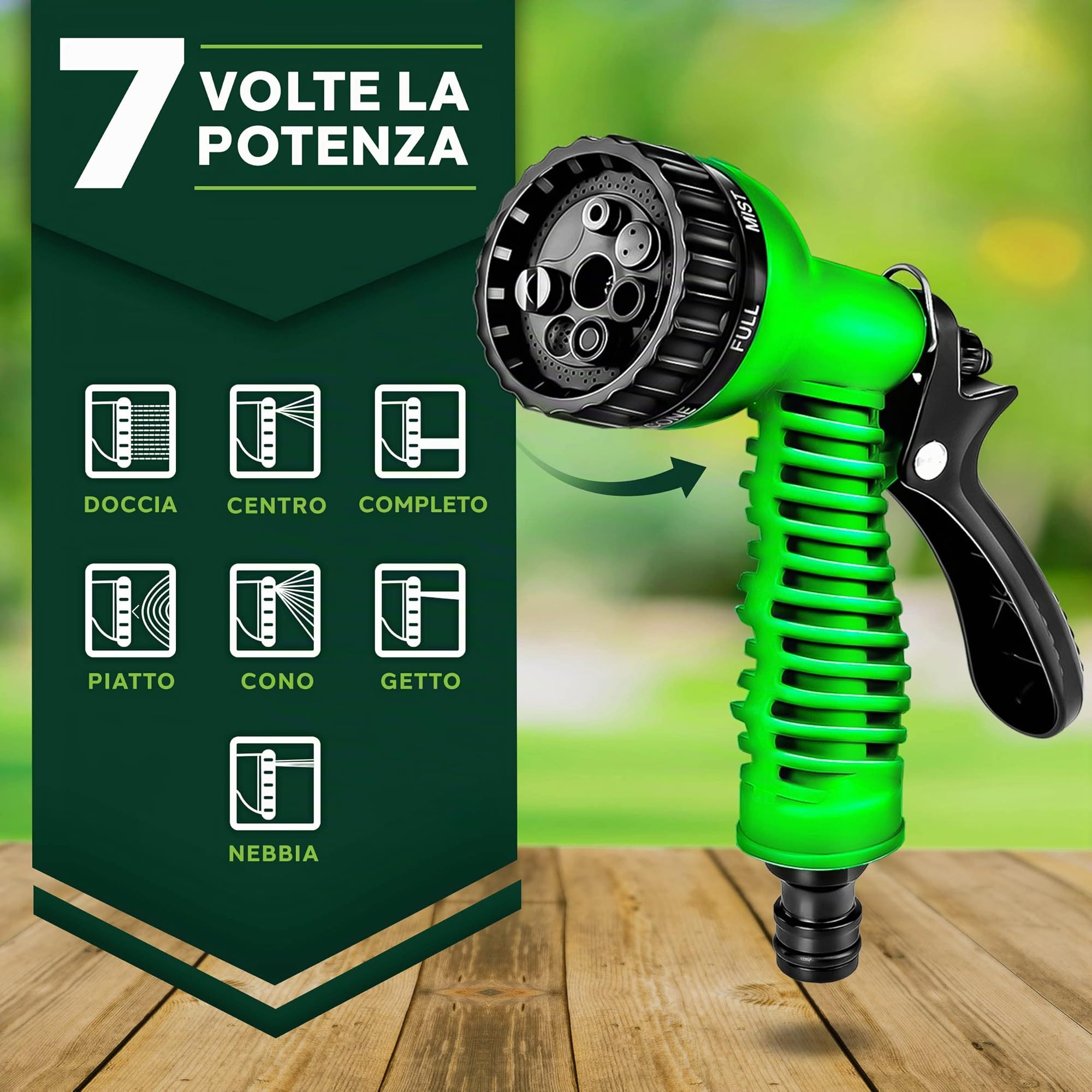 TRESKO® Tubo Acqua Estensibile Tubo Irrigazione Estensibile 3/4" Tubo Acqua Da Giardino Avvolgibile in 6 diverse misure (60m)