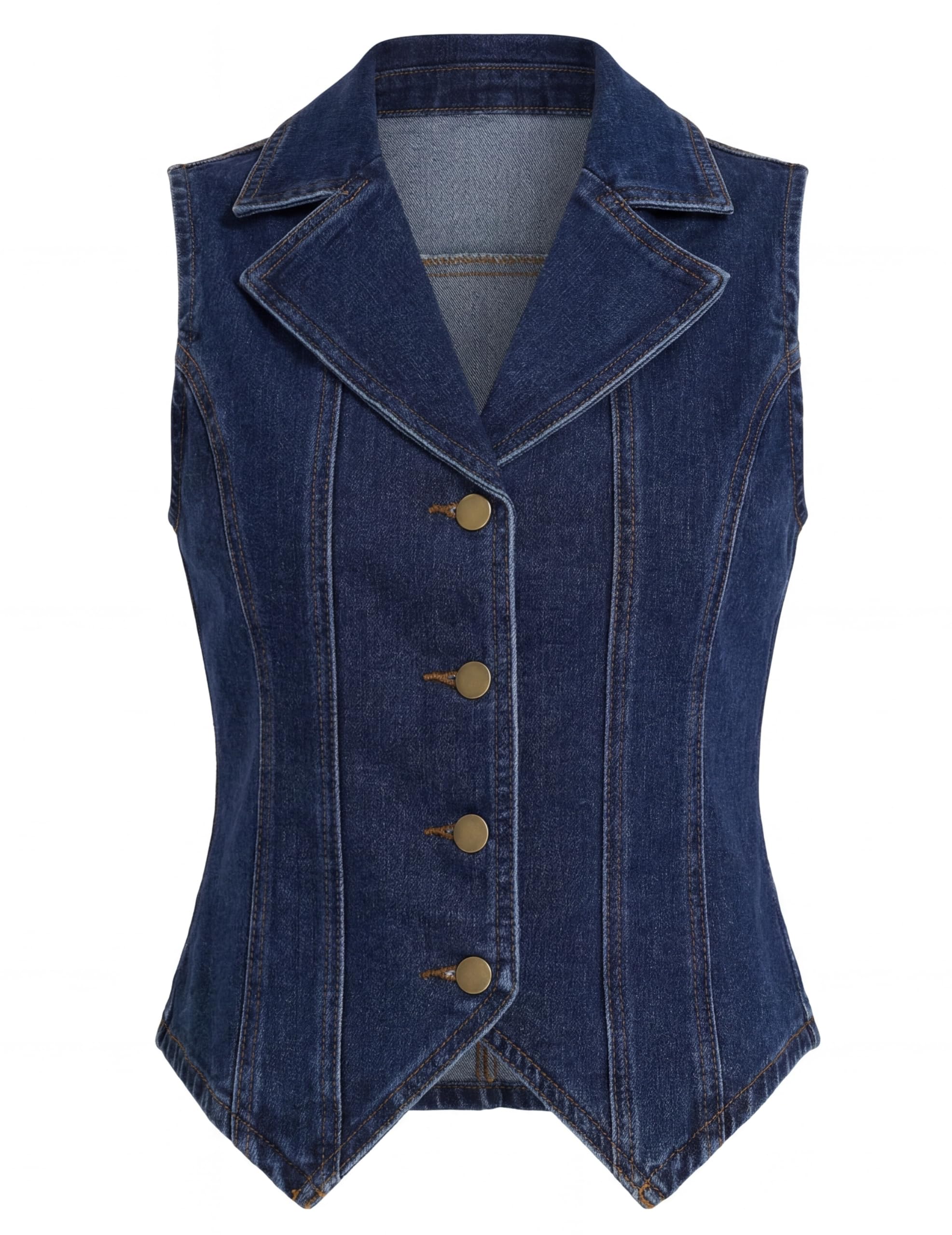 ladyful Women's Denim Vest Tops Lapel Collar Button Down Sleeveless Jean Vest Waistcoat Blazer-picture-20