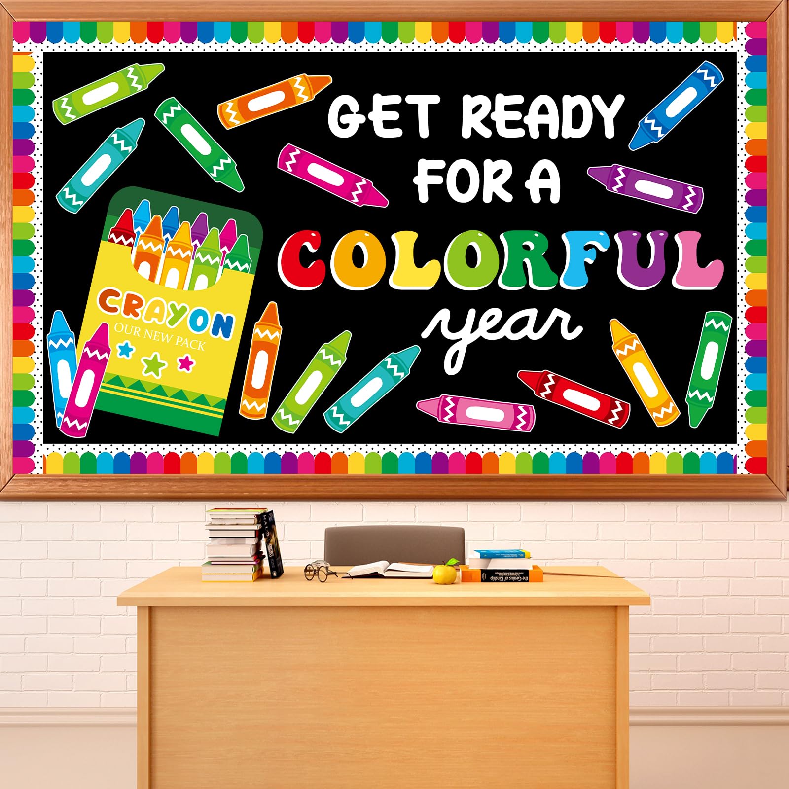 Crayon Bulletin Board Set Back to School Classroom Decorations Colorful Crayon Paper Cutout DIY Name Tag Get Ready for A Colorful Year Bulletin Board for School Nursery Classroom Chalkboard Wall Decor
