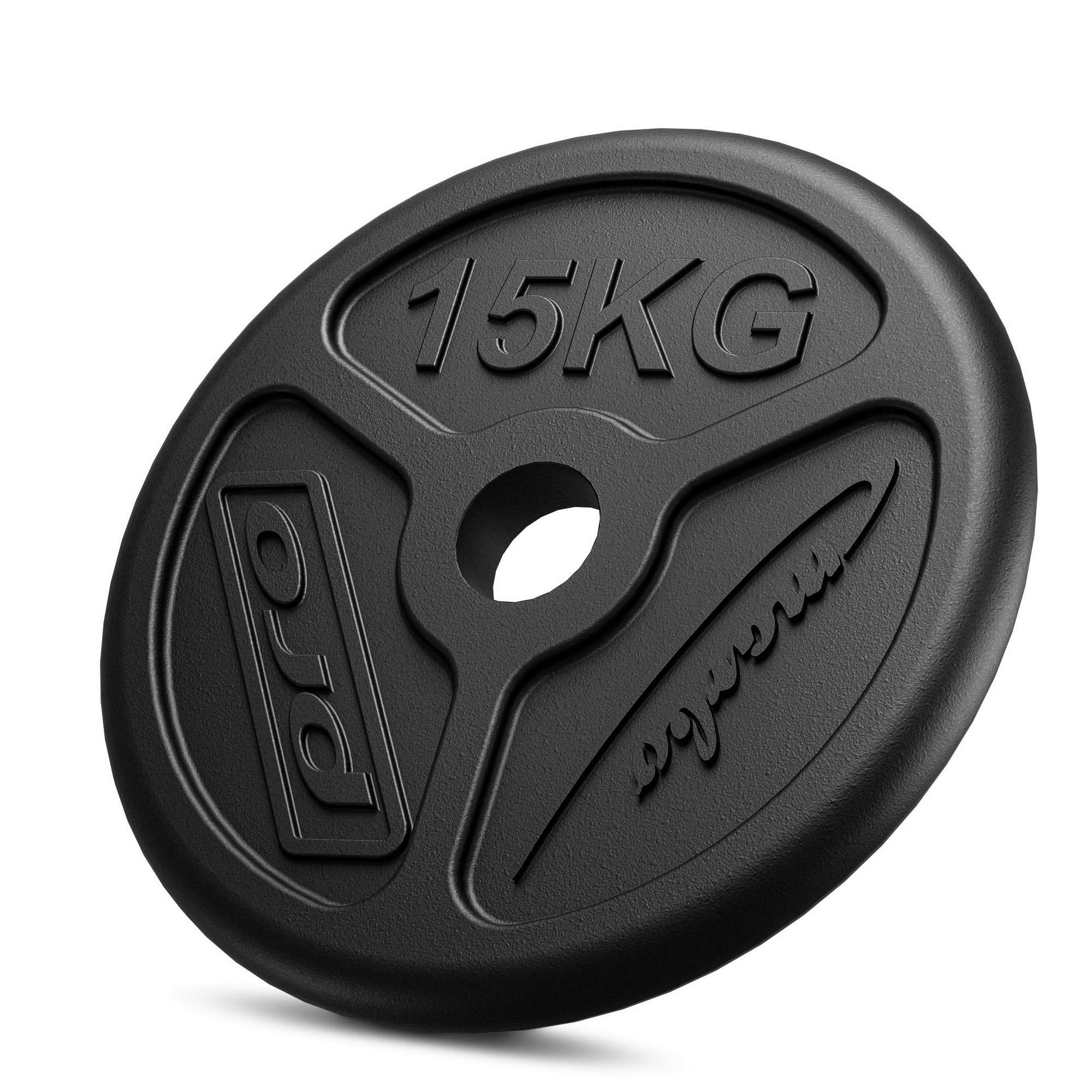 Marbo Sport Olympia Hantelscheiben-Set aus Gusseisen, Gewichte mit Aufnahme Ø51 mm, 2 x 5 kg + 2 x 10 kg + 2 x 15 kg (Gesamtgewicht 60 kg)