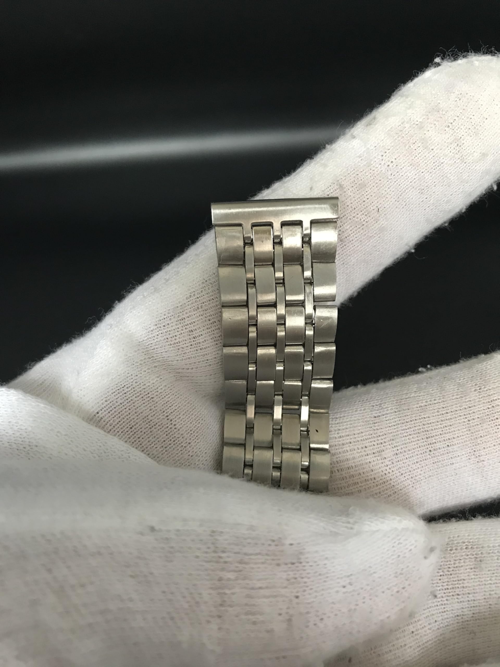 Bracelet de Montre en Acier Inoxydable Réglable 19 mm pour homme compatible avec Beads of Rice New Old Stock 1960 1970 - Bande Vintage Original Métallisé - Strap Bracelet Rétro