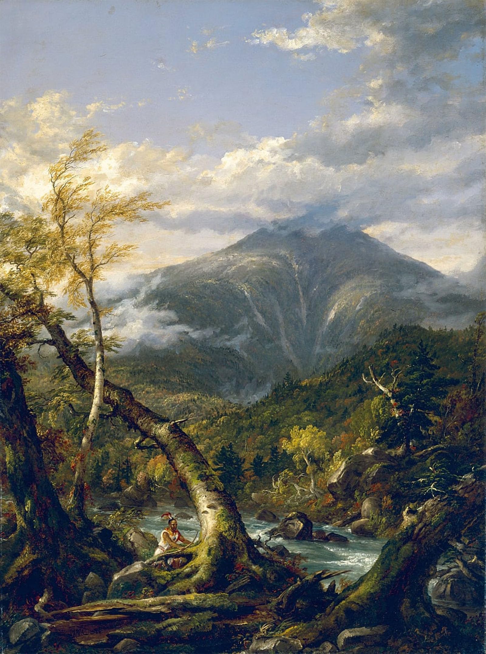 Posteriik No Frame Vintage Print Pop Art Landscape Artwork Indian Pass By Thomas Cole Art Prints For Office Home Decor 60X90cm