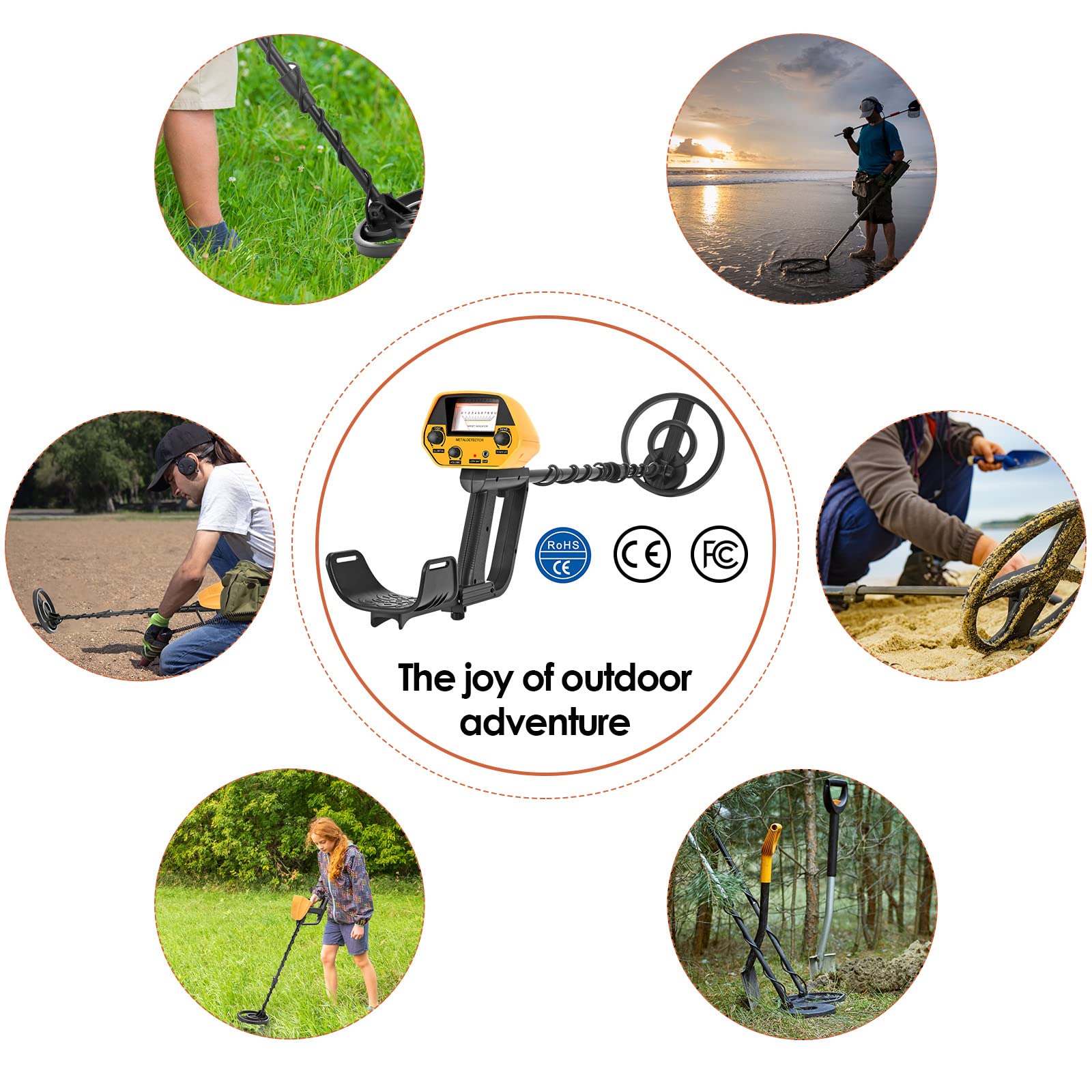 Détecteur de métaux pour enfants et adultes, détecteur d'or haute précision, étanche, hauteur réglable de 78 à 108 cm, avec bobine de recherche de 20 cm pour la chasse au trésor sur la plage