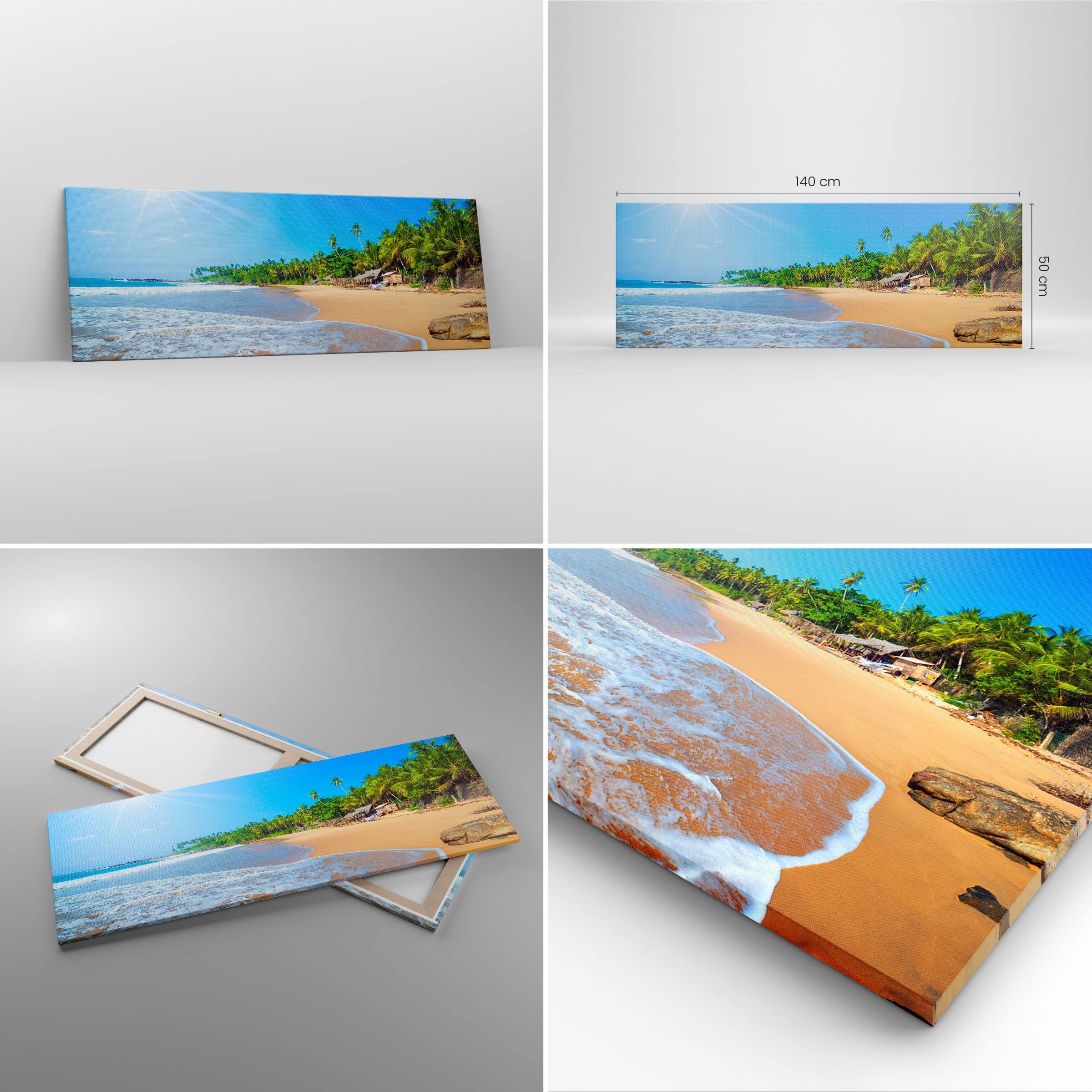 Cuadro sobre Lienzo 140x50cm Moderno Panorámico Paisajes Marino - 2391 | Isla Maldivas Cuadro Decorativo Grande Arte mural Decoración del Hogar Salón Dormitorio Cocina Oficina Cuadros de Pared