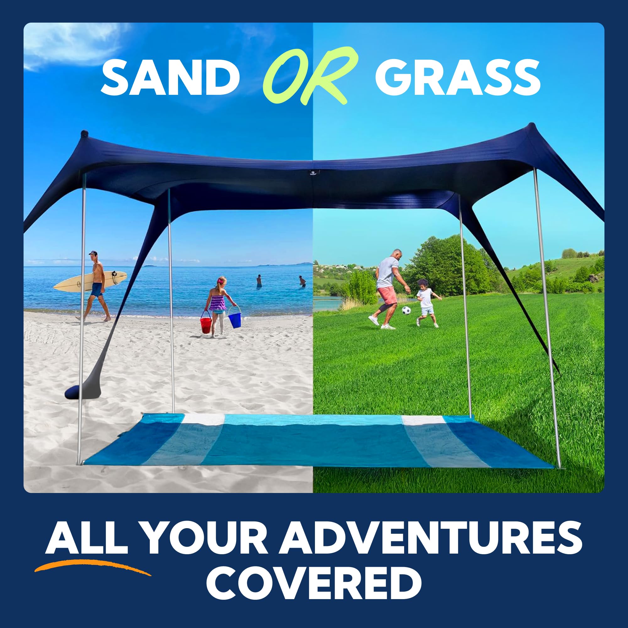 Amazon.com: SUN NINJA Beach Tent Sun Shelter UPF50+ - Easy Pop Up