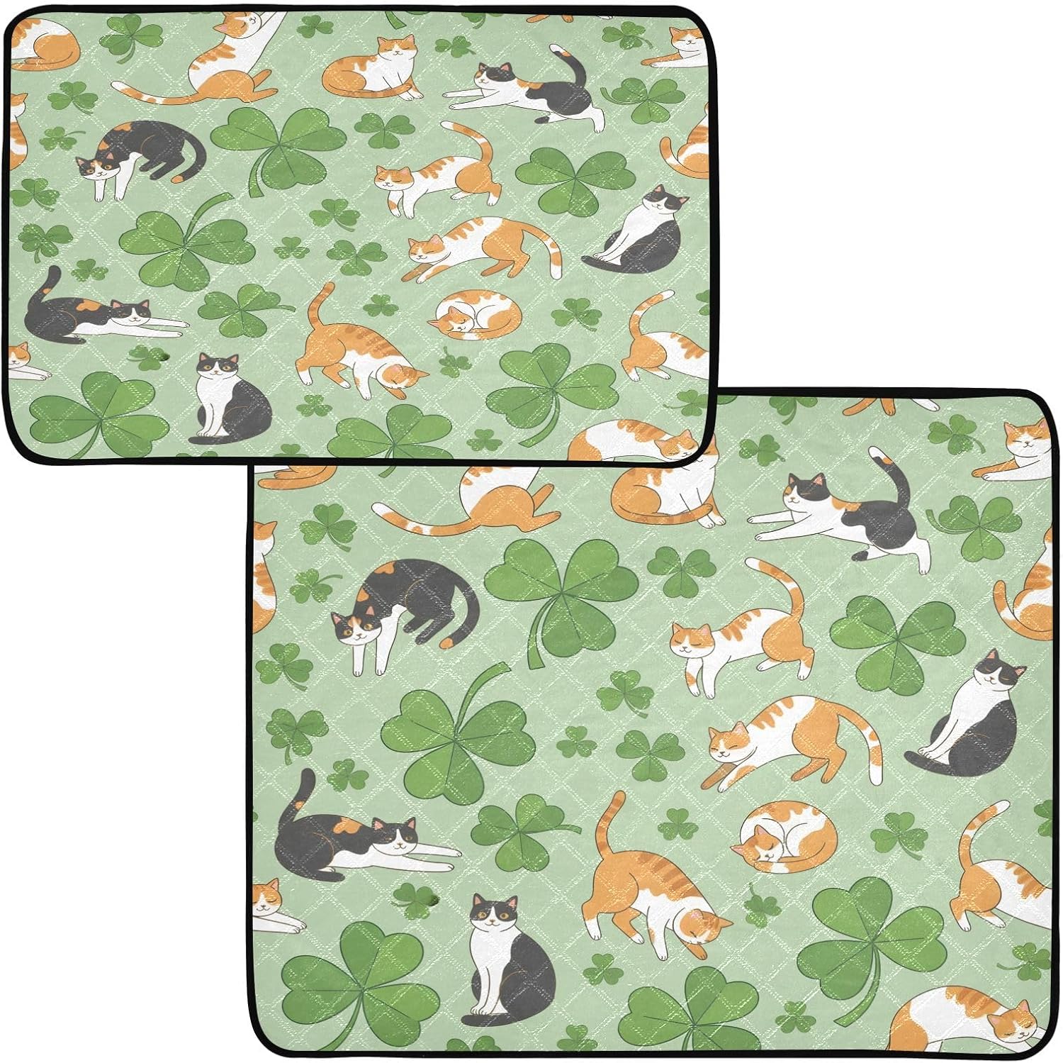 Washable Pee Pads for Pets Cats Clover Pattern Reusable Cats and Dogs Mats