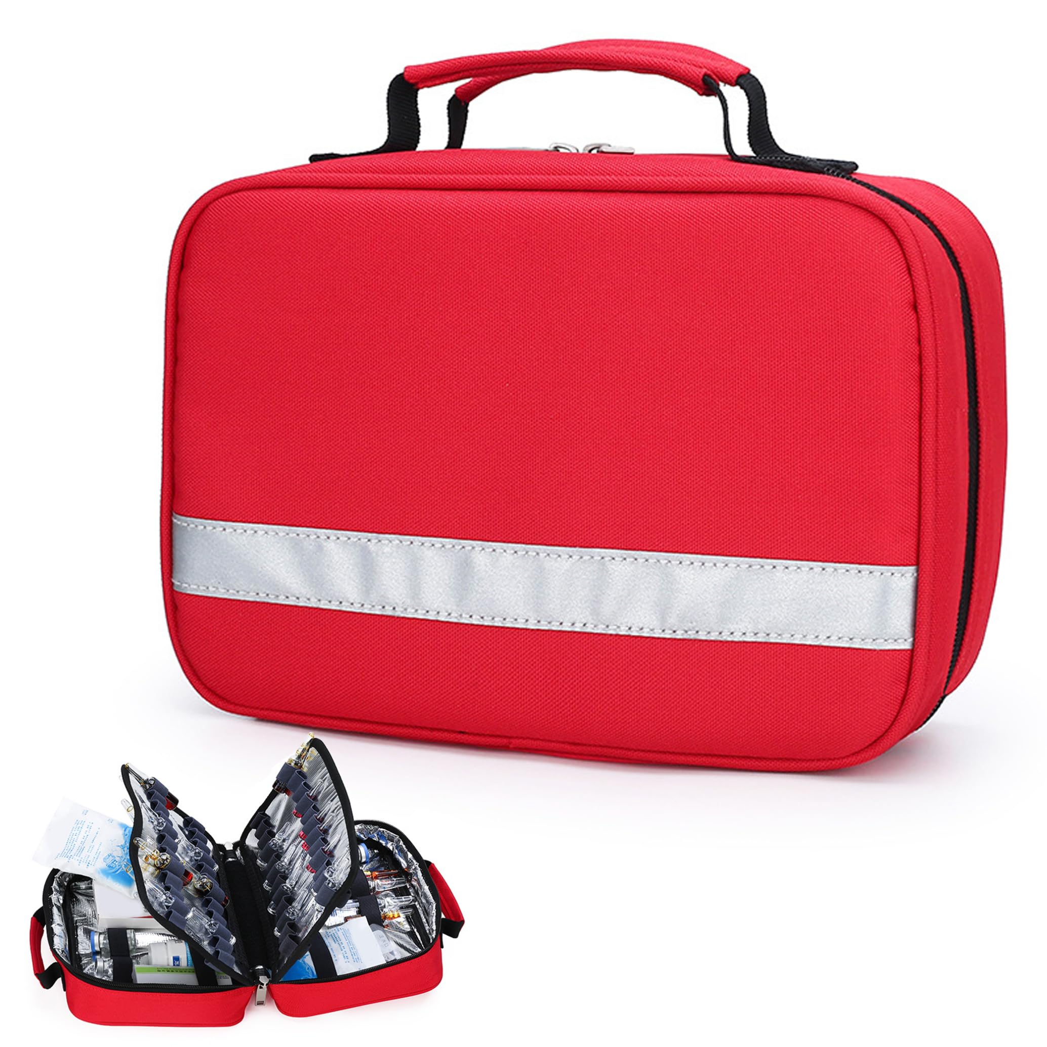 Borsa di pronto soccorso vuota Borsa di pronto soccorso impermeabile isolata Vuota con maniglia di emergenza con cerniera per casa, auto, ufficio, viaggi, rosso