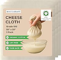 Vista 11 de Estopilla Bolsa de leche de nueces, colado reutilizable, 100% algodón sin blanquear, paño de muselina de mantequilla para cocinar, yogur, jugo