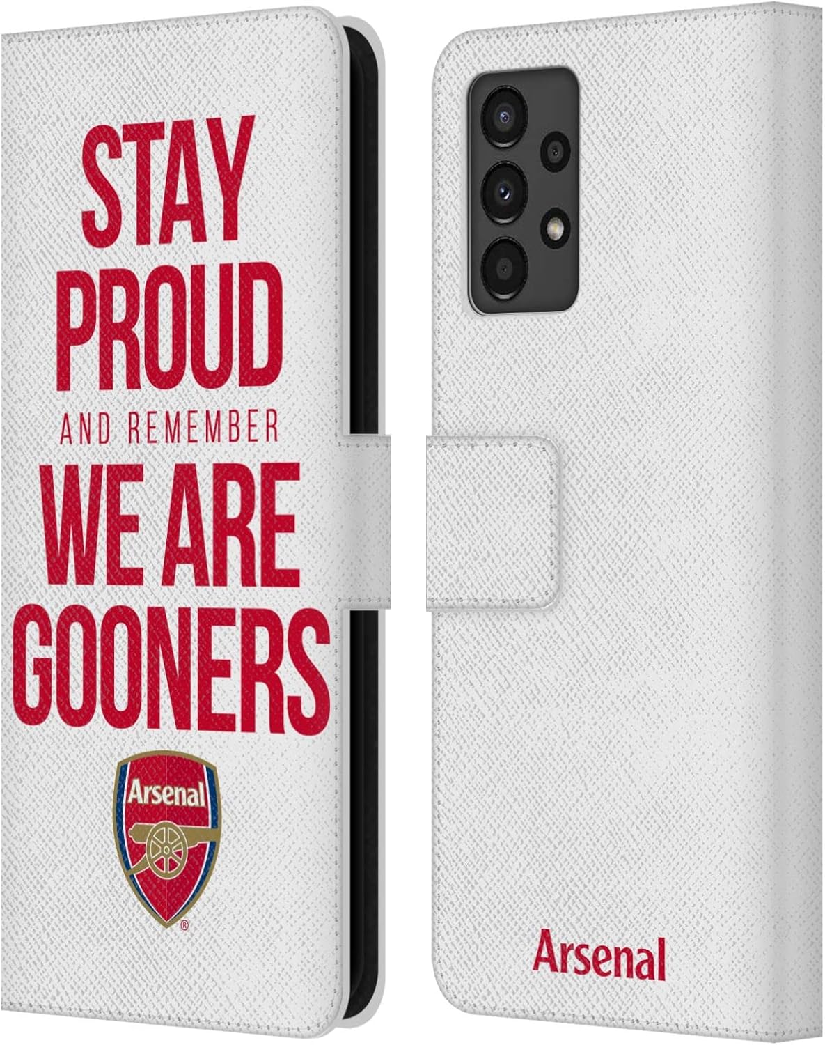 Head Case Designs Officially Licensed Arsenal FC Stay Proud Gunners Leather Wallet Case Compatible with Samsung Galaxy A13 (2022)
