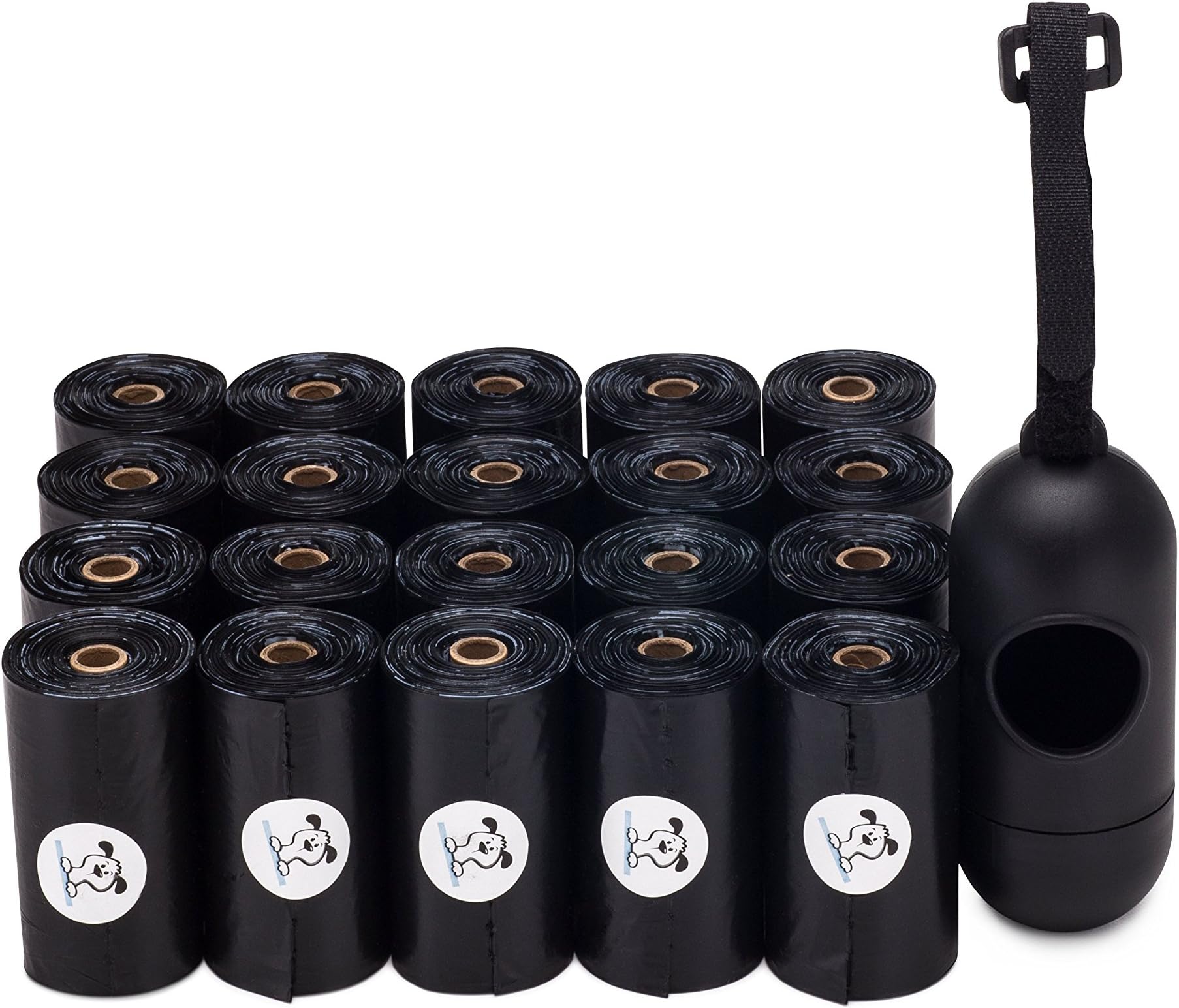 300-count Plus Dispenser, Wag and Bag Brand Dog Waste Poop Bags, 300 Bags / 20 Rolls, Free Dispenser, Lavender Scented, Black, 9" X 13", Cardboard Core