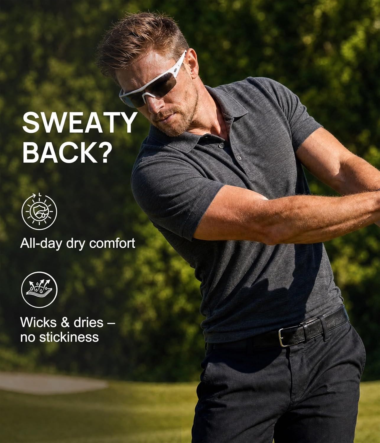 2 Pack Merino Wool Blend Polo Shirts for Men, Moisture-Wicking Short Sleeve