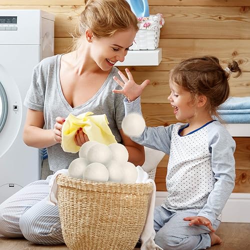 Miniatura 12 de SnugPad - Bolas de secado de lana de tamaño XL, suavizante de tela natural y lana de Nueva Zelanda 100% orgánica, reducen las arrugas y ahorran