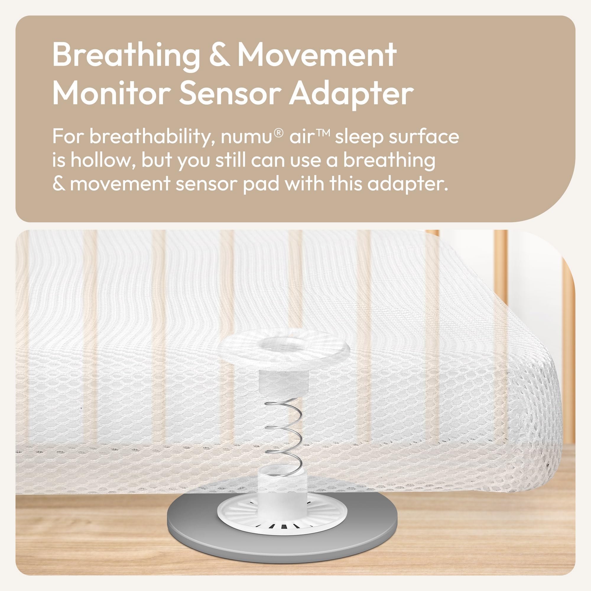 NUMU Adapter for Breathing/Motion Monitors, Goes Between The Crib Mattress and Monitor’s Sensor Pad, Sends Vibrations from The Net to The Sensor Pad
